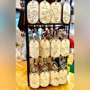 March Birth Month Flower Keychain Gift Engraved Keychain Personalized Gift